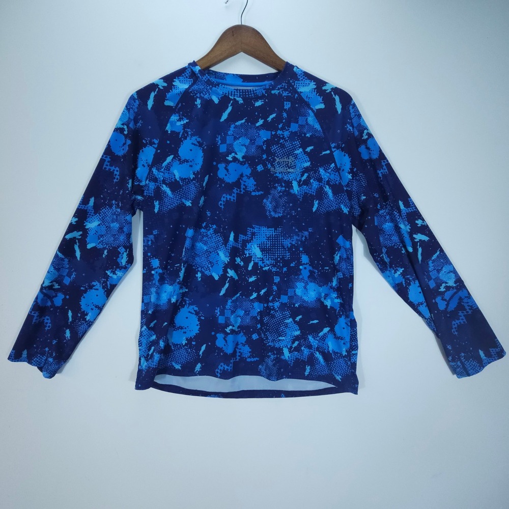 Bassdash Fishing Shirt Mens XL Blue Digital Camo Streetwear Long Sleeve UV Top